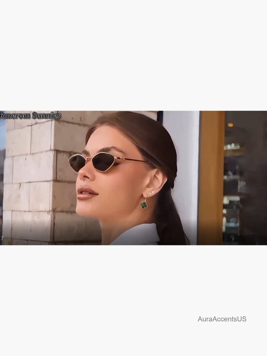 Retro Irregular Metal Sunglasses, 90s Chic Small Narrow Gold Frame